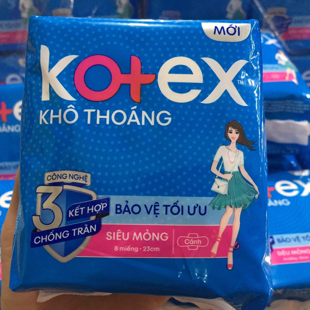 [CHE TÊN SẢN PHẨM]BĂNG VỆ SINH Kotex khô thoáng siêu mỏng cánh 23cm, gói 8 miếng