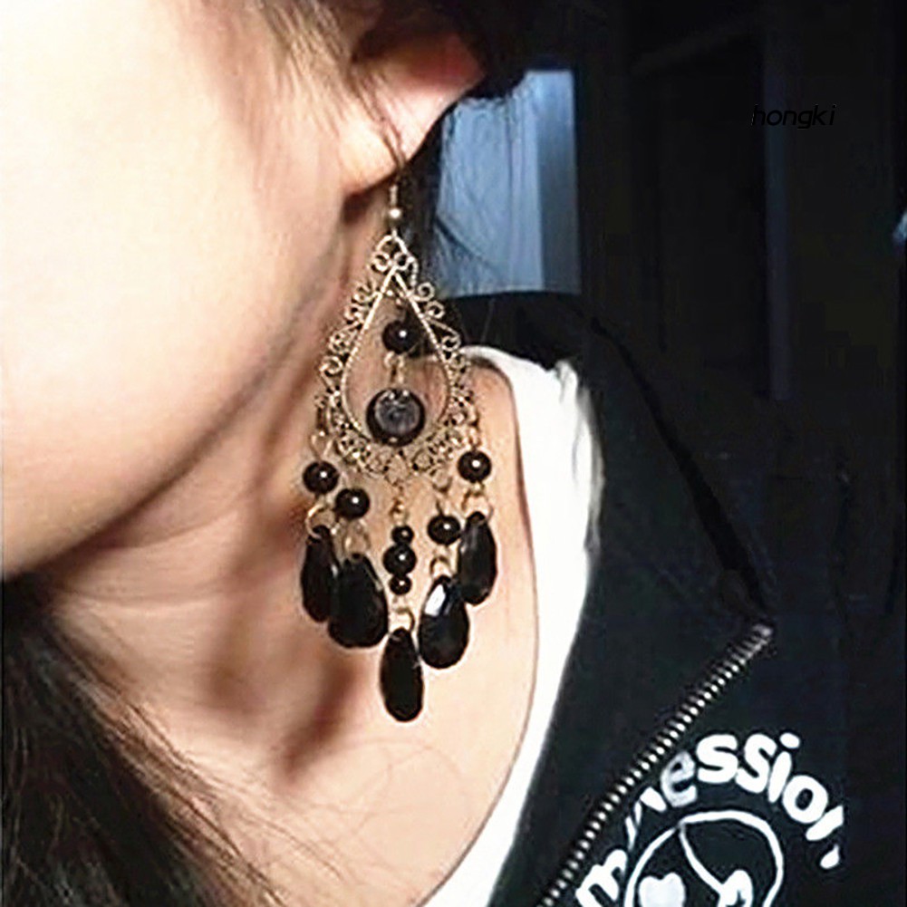 Bông tai dáng dài hình giọt nước phong cách boho thời trang cho nữ