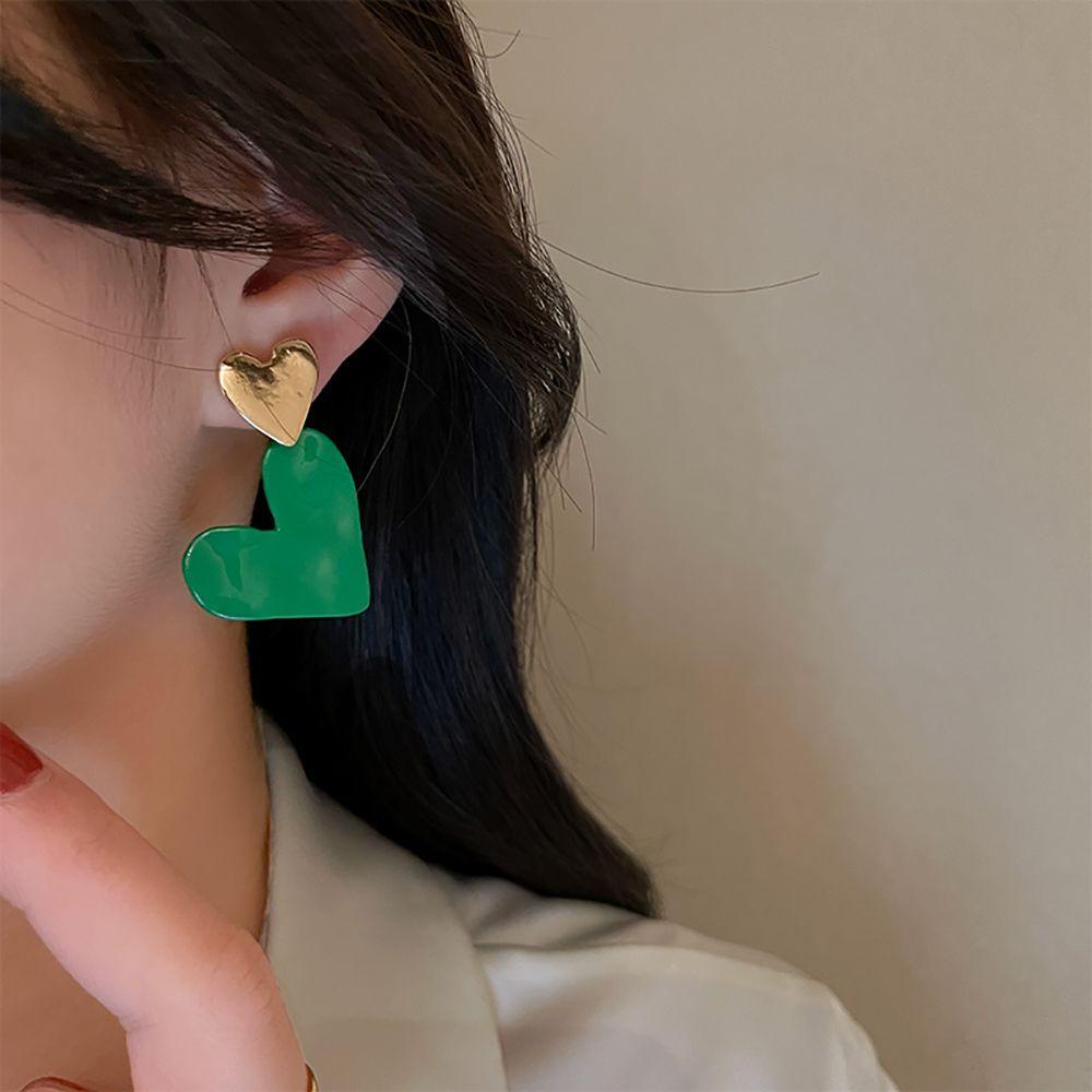 Bông Tai Hợp Kim Hình Trái Tim Phong Cách Hàn Quốc Cho Nữ