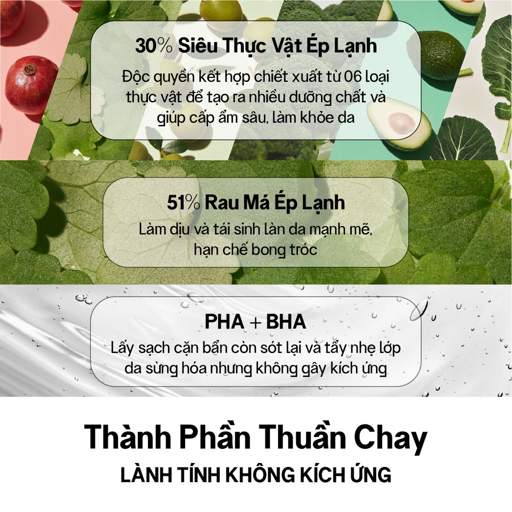 Nước Cân Bằng Thuần Chay Cải Thiện Lỗ Chân Lông Vegick Superfood PHA + BHA Pore Toner 210ml