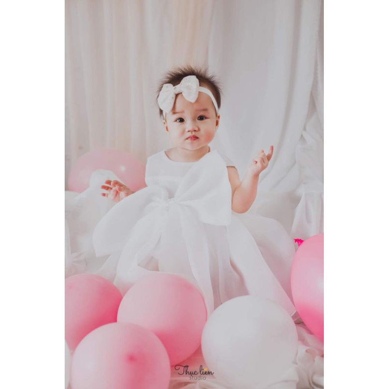 Đầm công chúa bồng bềnh kết hoa xinh cho bé gái (7-24kg) - chất voan nhẹ nhàng điệu đà màu sáng tươi sáng