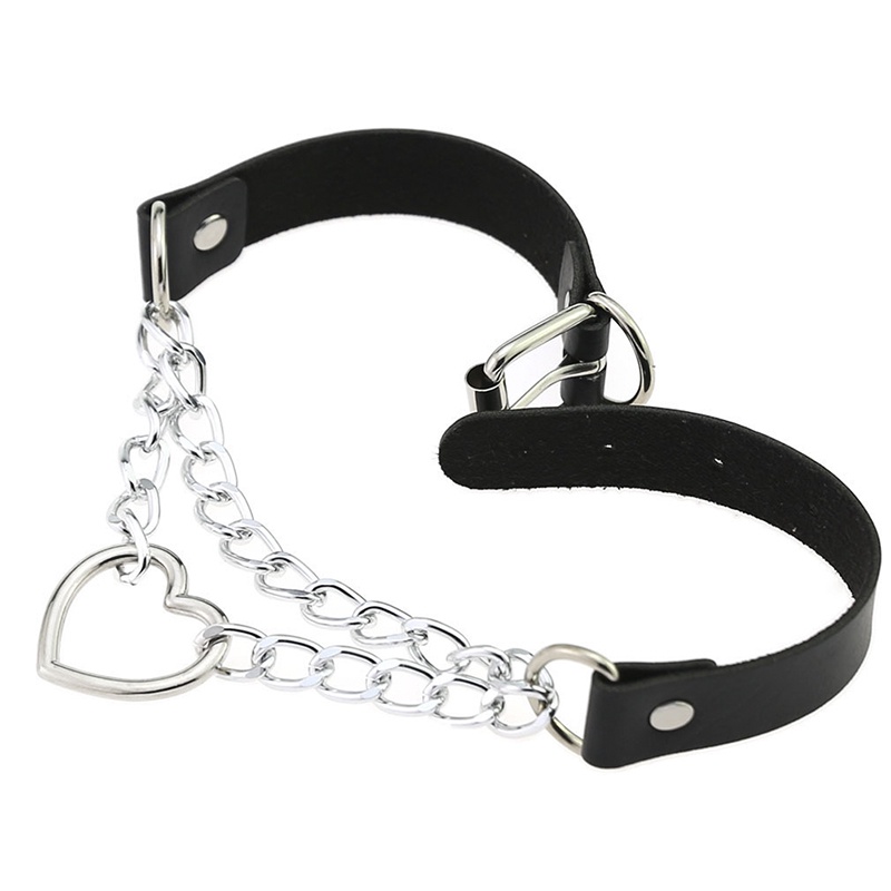 Vòng Cổ Choker Da Mặt Trái Tim Phong Cách Gothic Punk