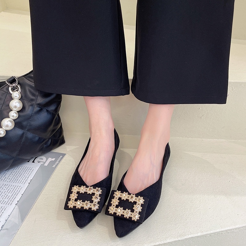 Giày búp bê IELGY mũi nhọn đính đá thời trang dành cho nữ