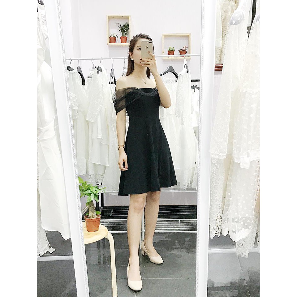 Đầm trễ vai tay lưới đầm xòe Kiki Dress đơn giản mà đẹp tinh tế | BigBuy360 - bigbuy360.vn