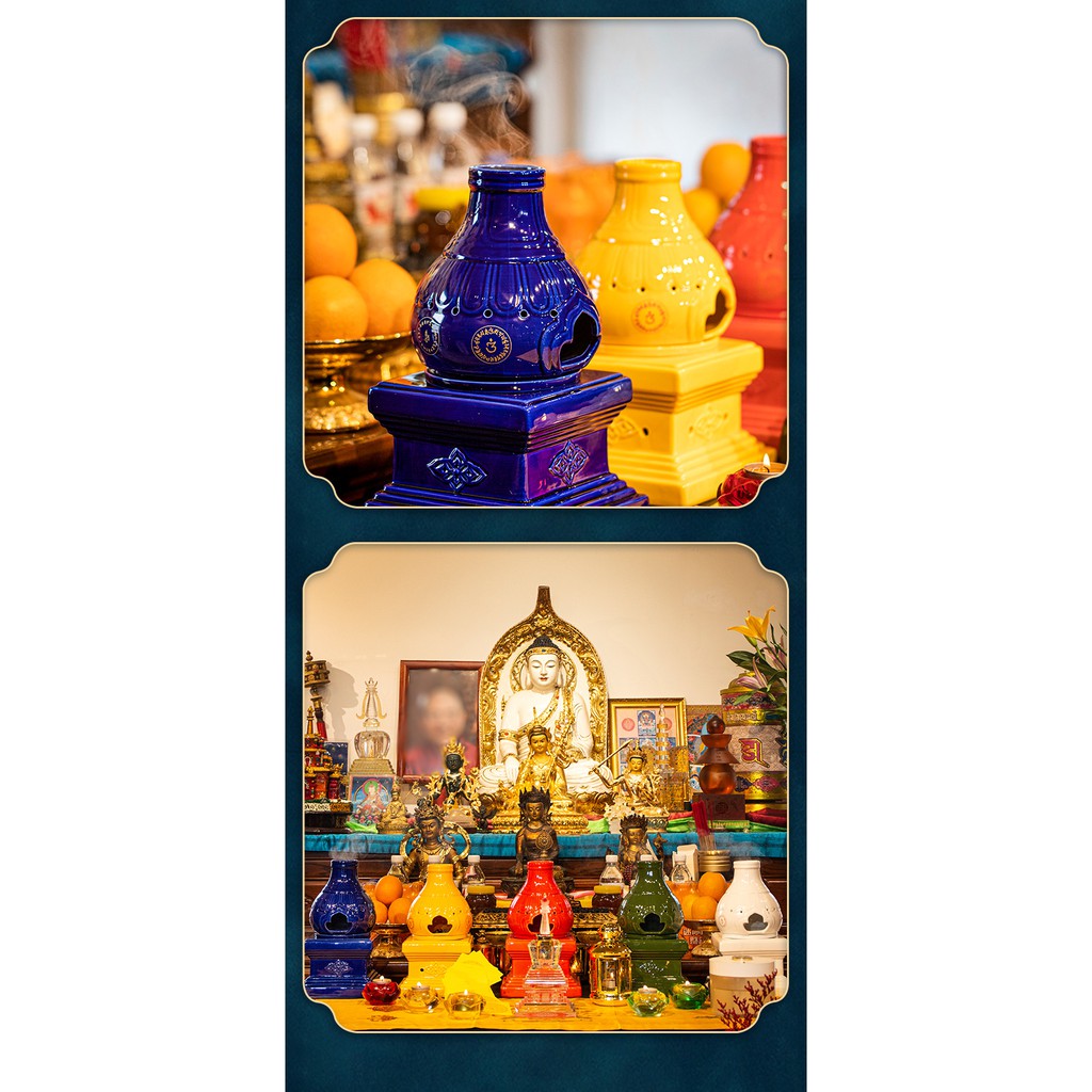 Lư cúng khói và cúng sur ngũ trí Như Lai - Pháp khí Mật tông - Phật giáo Tây Tạng