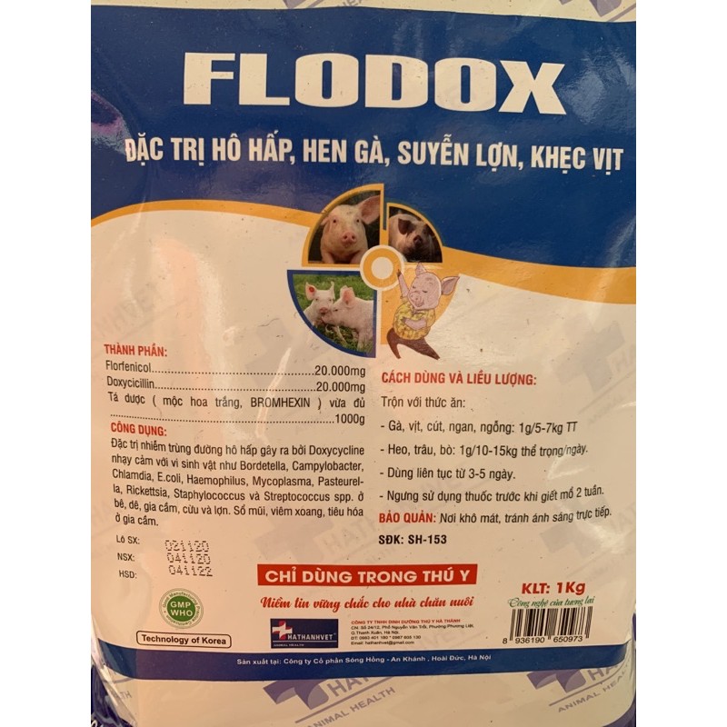 100g FLO DOXY - hen gà, khẹc vịt, suyễn lợn - dùng tốt cho gà, vịt, ngan, ngỗng, cút, heo, trâu, bò