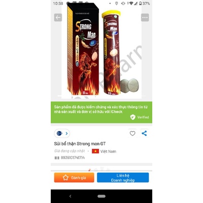 Combo 2hộp Viên sủi Strong Man Bổ thận tráng dương tăng cường sinh lực nam giới