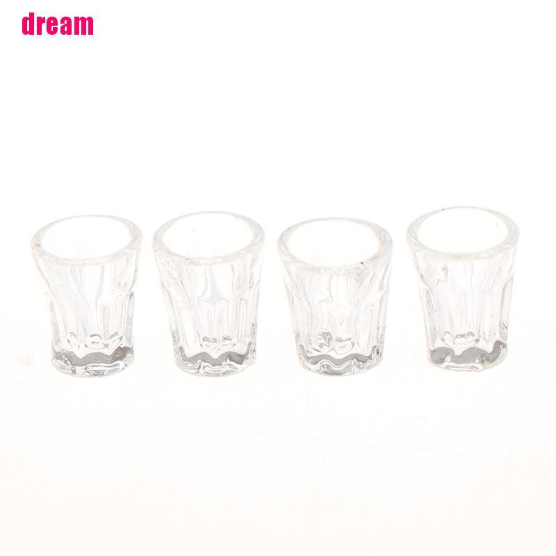Set 4 mô hình cốc mini bằng nhựa trong suốt xinh xắn trang trí nhà búp bê