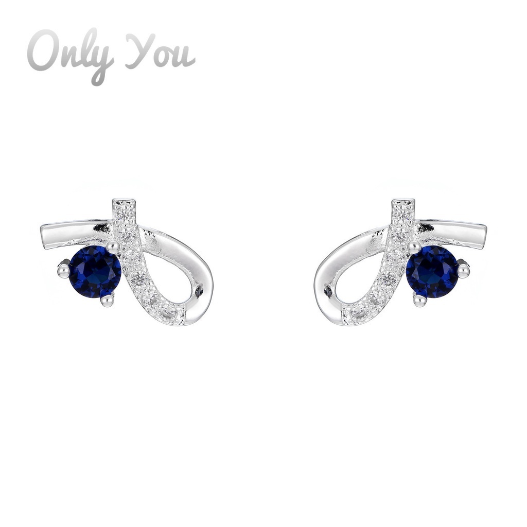 Only You S925 Bộ Khuyên Tai Bạc Đính Đá Zircon Đơn Giản Và Nhẹ Sang Trọng Chống Dị Ứng AAA Bán Sỉ
