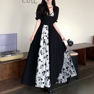 Đầm công chúa dáng dài phối lưới thêu hoa hồng thời trang mùa hè xinh xắn cho nữ