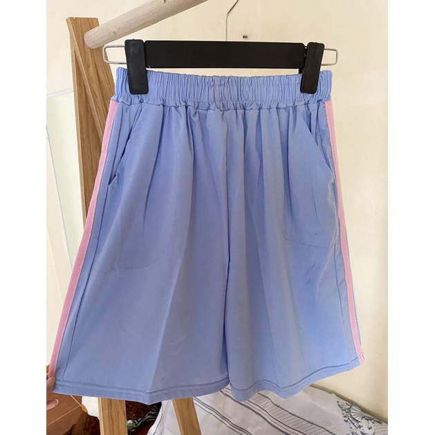 Quần Short Đùi 3 Sọc RAINBOW  Unisex [FREESHIP]  Shorts ống rộng cạp chun trơn màu ĐEN | TRẮNG | XANH Ulzzang