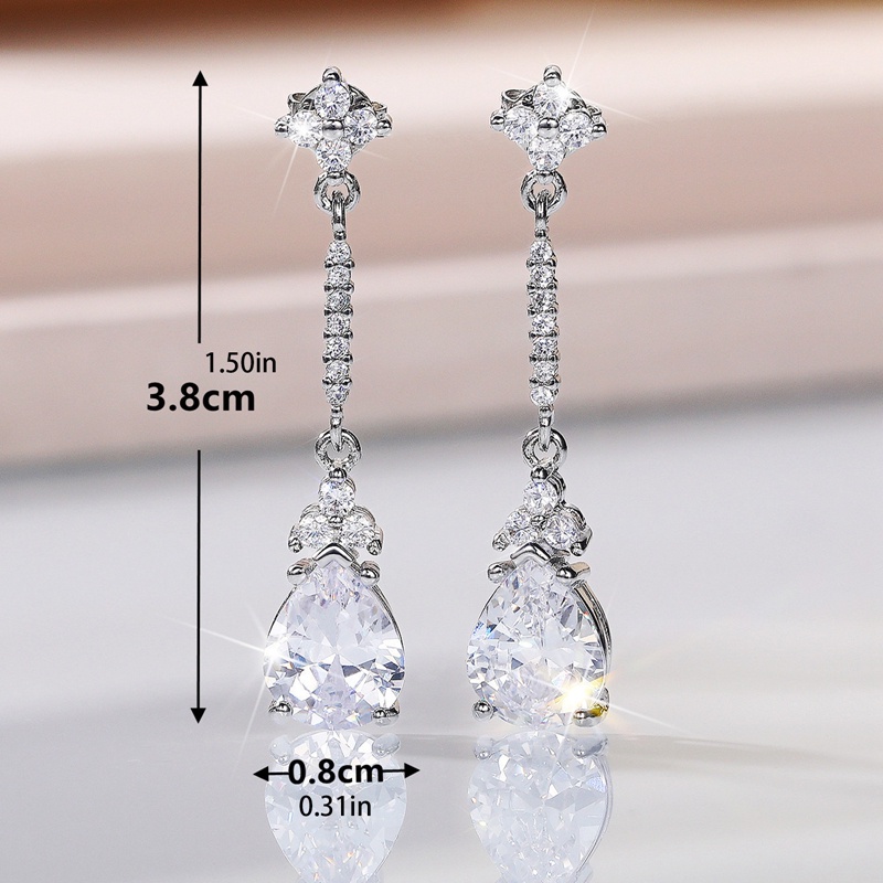 Khuyên Tai Đính Đá Zircon Màu Bạc Sang Trọng Thời Trang Cho Nữ