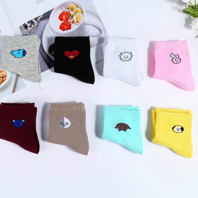 Mới Vớ Cotton Cổ Cao In Hình Nhân Vật Bt21 Bts