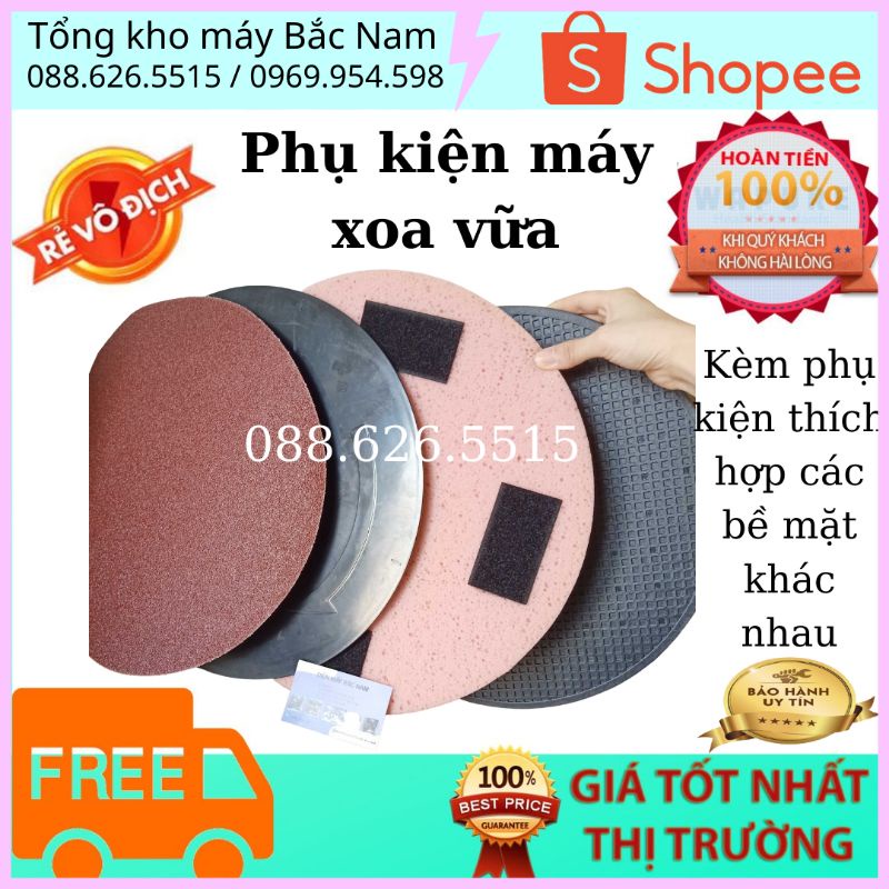 Phụ kiện máy xoa vữa,xoa hồ, trát tường, đầy đủ đế nhựa đen, đế xốp, đế giấy nhám, đế liền máy