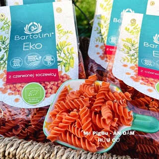 Mì/nui xoắn hữu cơ đậu lăng đỏ cam bartolini 250gr
