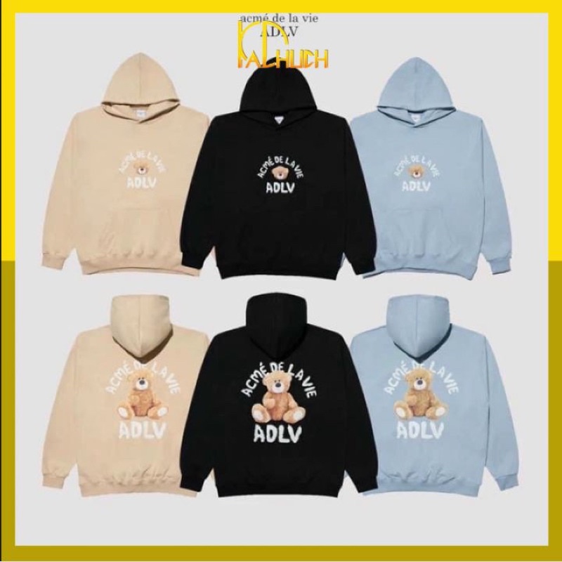 Áo khoác hoodie tay phồng in gấu ADLV freesize ,vải nỉ ngoại dày dặn