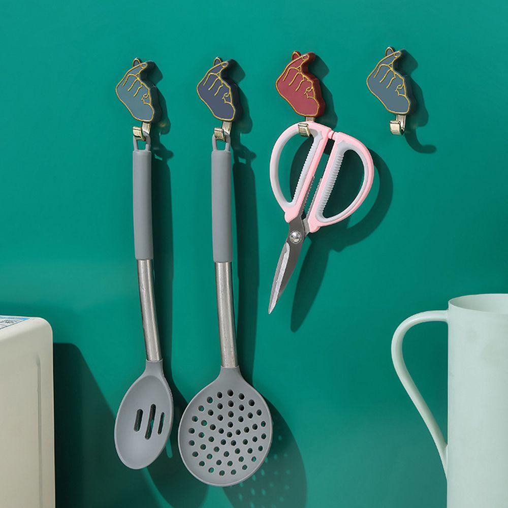 Set 4 Móc Nhựa Gắn Tường Không Khoan Lỗ Treo Khăn Đa Ứng Dụng Cho Nhà Bếp Nhà Tắm