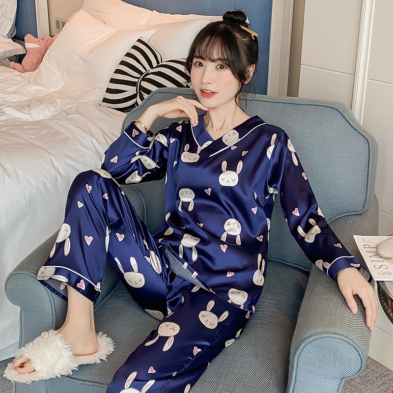 Bộ đồ ngủ đồ nữ dài tay,pijama chất lụa mềm mịn hoạt hình C31 | BigBuy360 - bigbuy360.vn