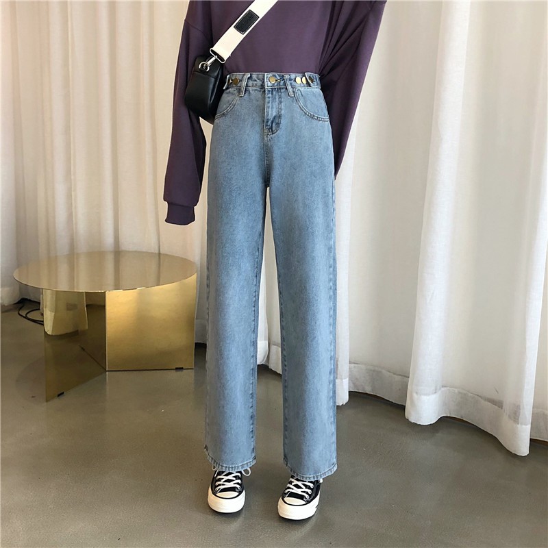 [Size M,L] Quần jeans nữ ống rộng Ulzzang Quảng Châu QDJ78
