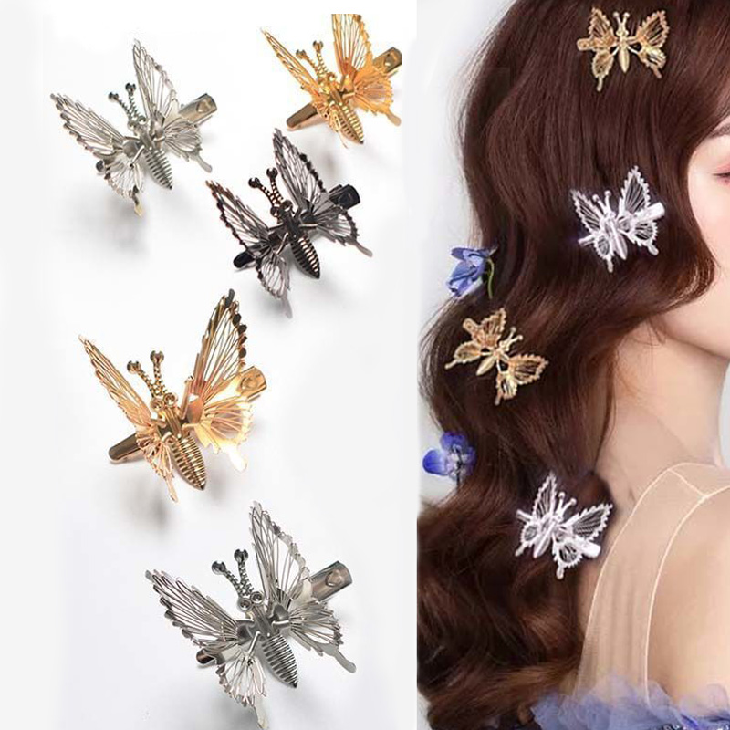Kẹp tóc thiết kế hình bướm bằng kim loại làm đẹp cho nữ