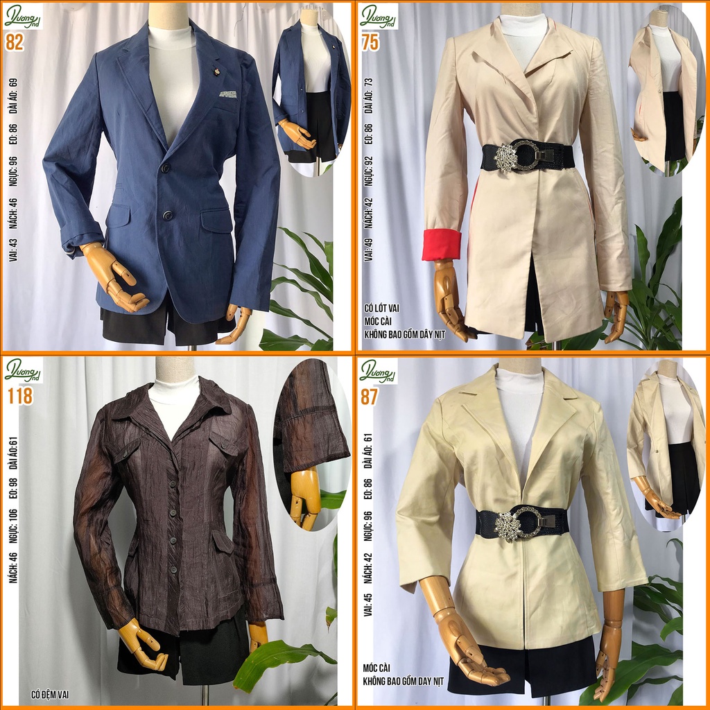 Áo Blazer nữ dáng dài eo trên 85cm nhà Dương2hand