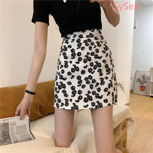 Chân Váy Midi Lưng Cao Chất Chiffon Hoạ Tiết Hoa Cúc Phong Cách Retro | BigBuy360 - bigbuy360.vn