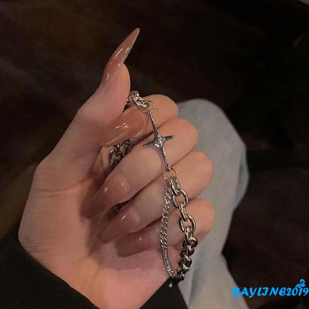 Vòng tay chữ thập đính đá phong cách hip hop thời trang cá tính có thể điều chỉnh kích cỡ