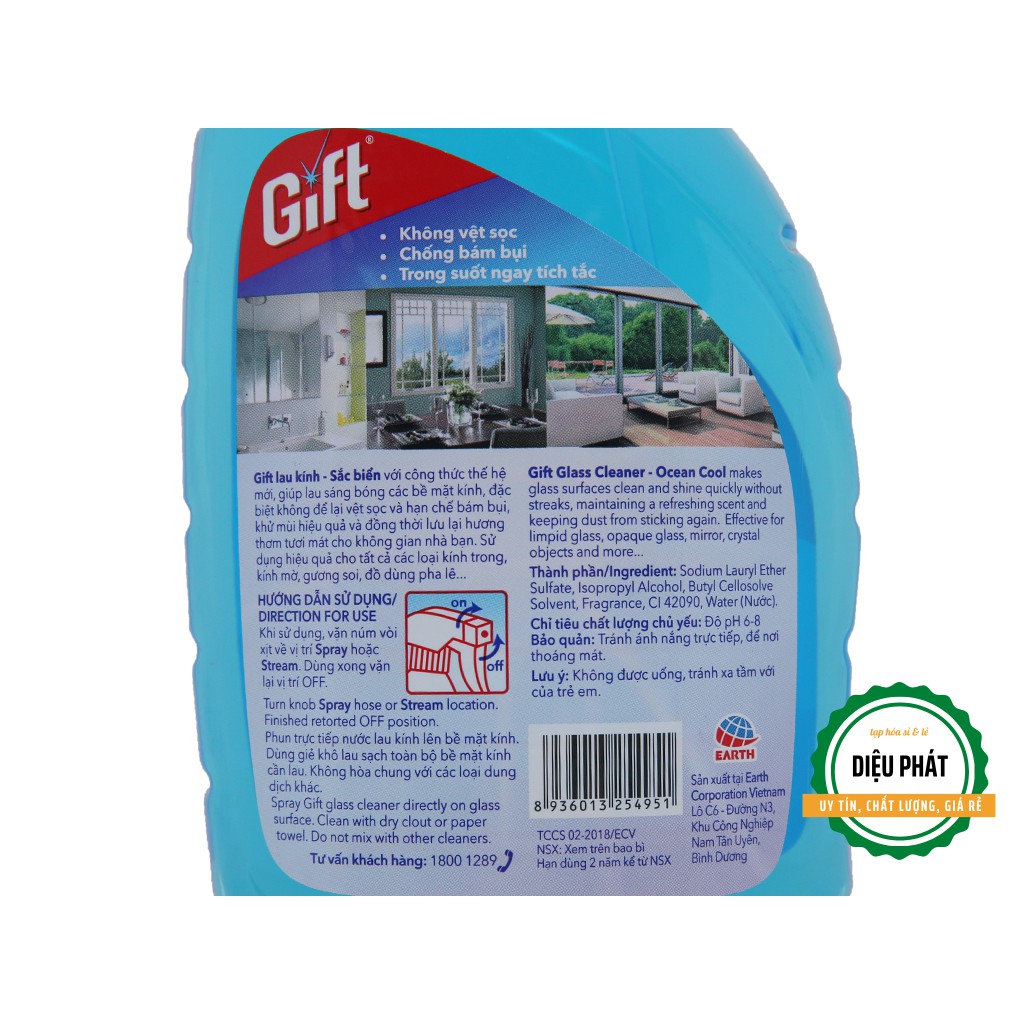 ⚡️ Nước Lau Kính Gift Sắc Biển Tươi Mát Chai 580ml