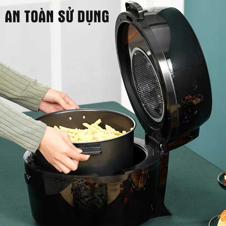 Nồi chiên không dầu CAMEL 8 LÍT- Cảm Ứng Điện Tử, Núm Vặn Cơ Công Suất 1500W, công nghê xoay 360 độ - BH 1 năm