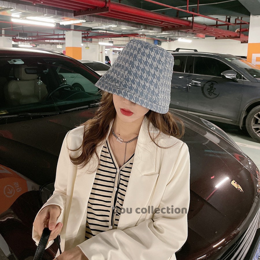 [Nowship2h] Mũ Nón Bucket Họa Tiết HOUNDSTOOTH Thời Trang Thu Đông - Mã NV027