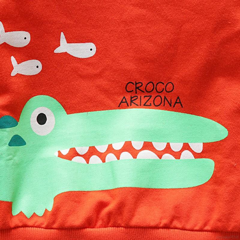 Áo Thun Tay Dài In Hình Cá Sấu Cho Bé Trai &amp; Gái