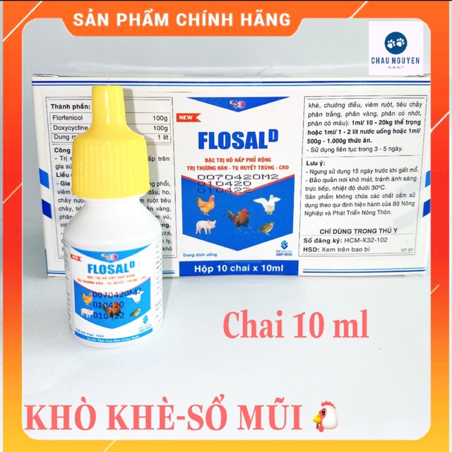 Chai Flosal 10ml khò khè,sổ mũi,xệ cánh gà đá,chim cảnh