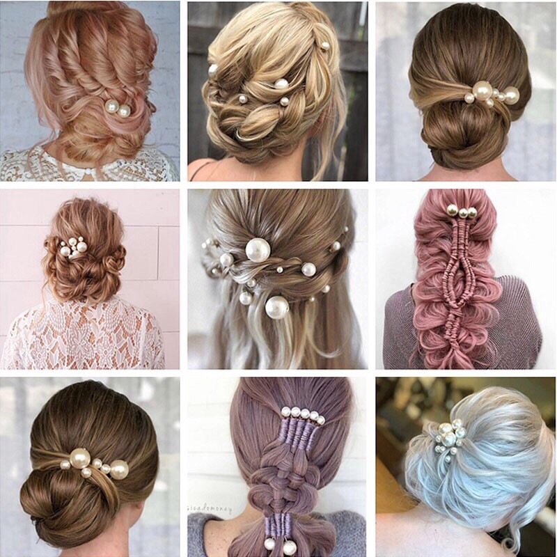 18 Trâm Cài Tóc Hình Chữ U Đính Ngọc Trai Nhân Tạo