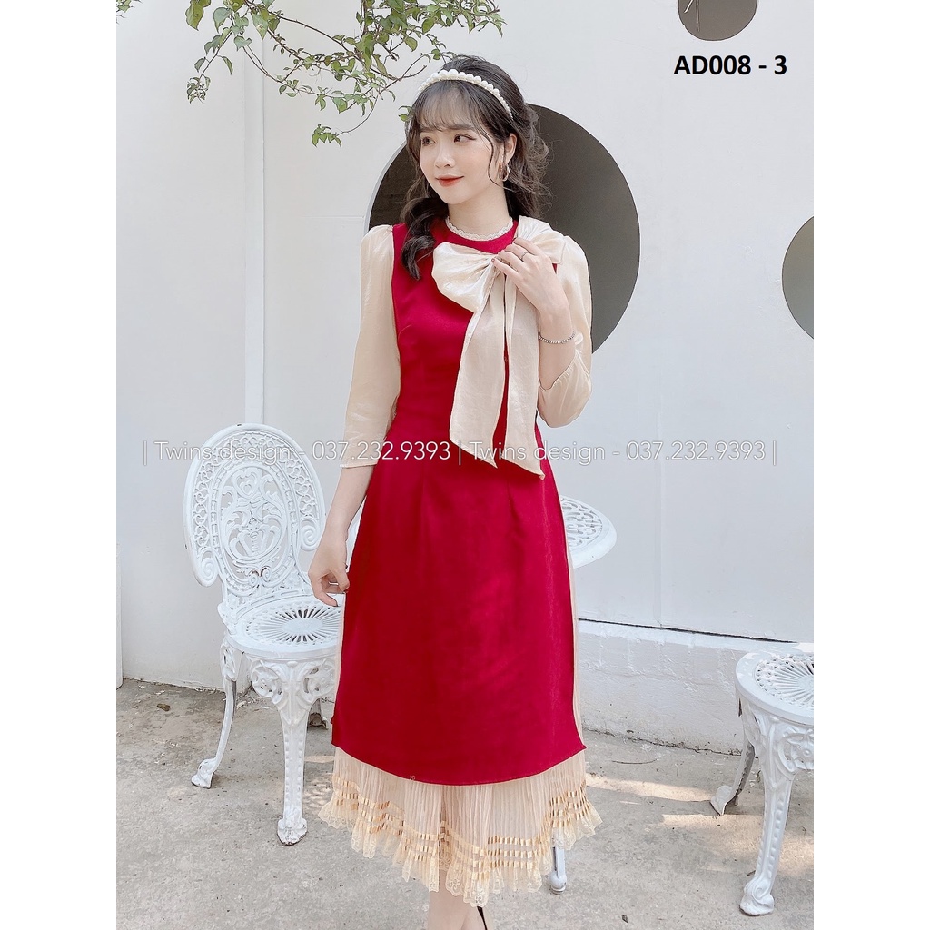 Áo váy nữ, áo dài cách tân TWINS STORE chất nhung tăm, có 4 kiểu để chọn lựa - AD008