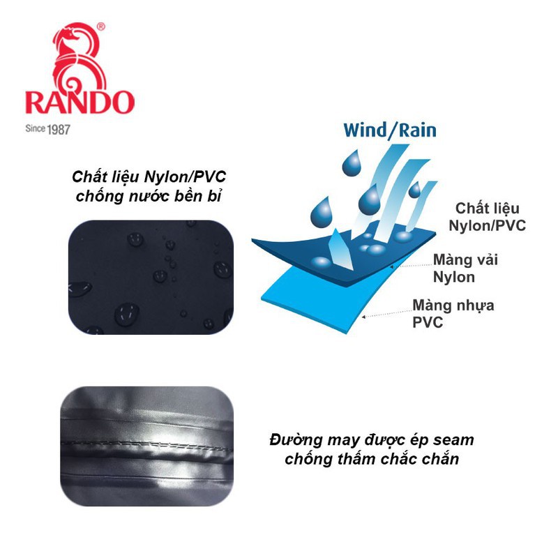 Bộ áo mưa 2 công dụng 2 lớp Rando RB2 - RANDO - ASNM-32 màu xanh