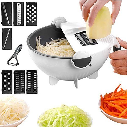 Combo 2 Bộ Rổ Nạo Rau Củ Quả Nhà Bếp Đa Năng, Dụng Cụ Nạo Rau Củ Quả Đa Năng 9in1