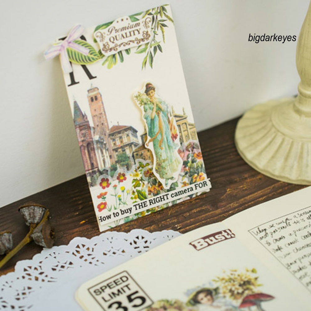 Set 60 Miếng Dán Trang Trí Sổ Tay Phong Cách Vintage Độc Đáo