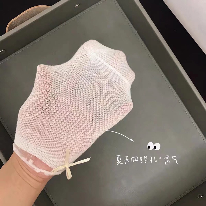 Tất cổ trung bèo nhún phối ren đính nơ điệu đà cho bé gái chất liệu cotton thoáng mỏng nhẹ