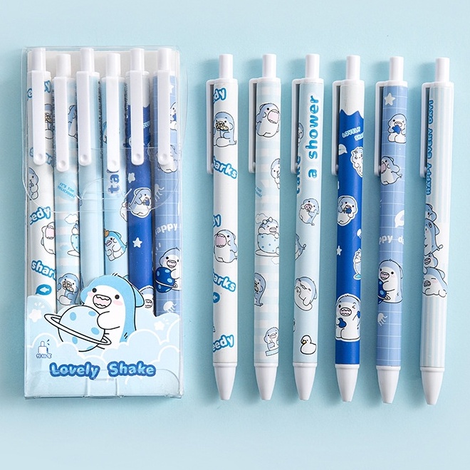 Bút Bi Bấm Hoạt Hình Mực Bút Gel Đen 0.5mm - Văn Phòng Phẩm Haku