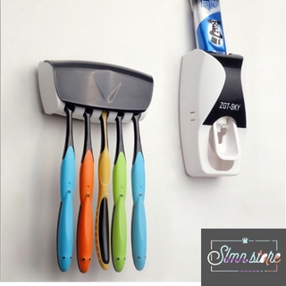 Bộ treo bàn chảy đánh răng kèm nặn kem tự động tiện lợi SKY. Treo bàn chảy gắn tường tự động. SD3-Nankem_sky