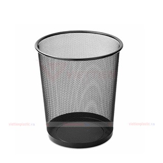 Sọt rác inox lưới tròn màu đen - thùng rác văn phòng - sọt rác lưới kim loại