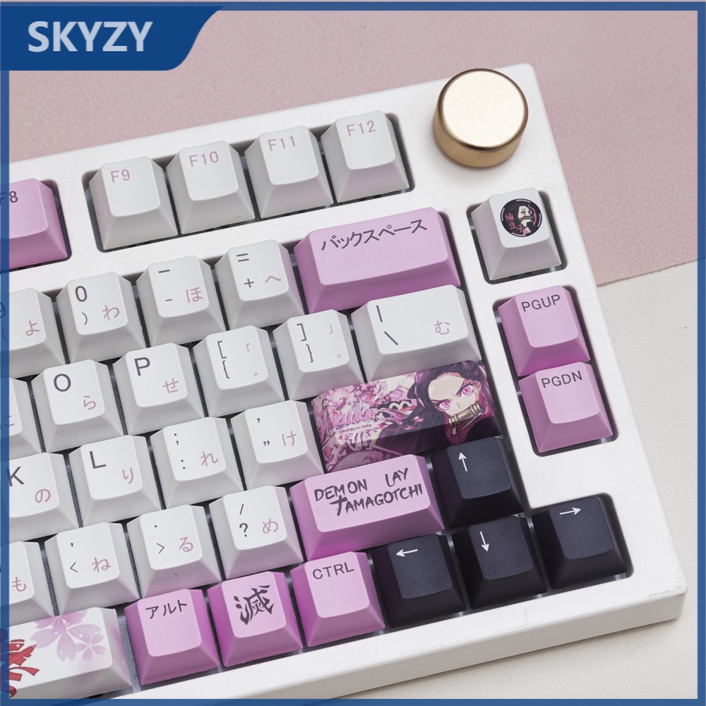 135 Phím Kamado Nezuko Keycaps Cherry Profile Demon Slayer Pink Anime PBT Dye Sub Bàn phím cơ học Keycap