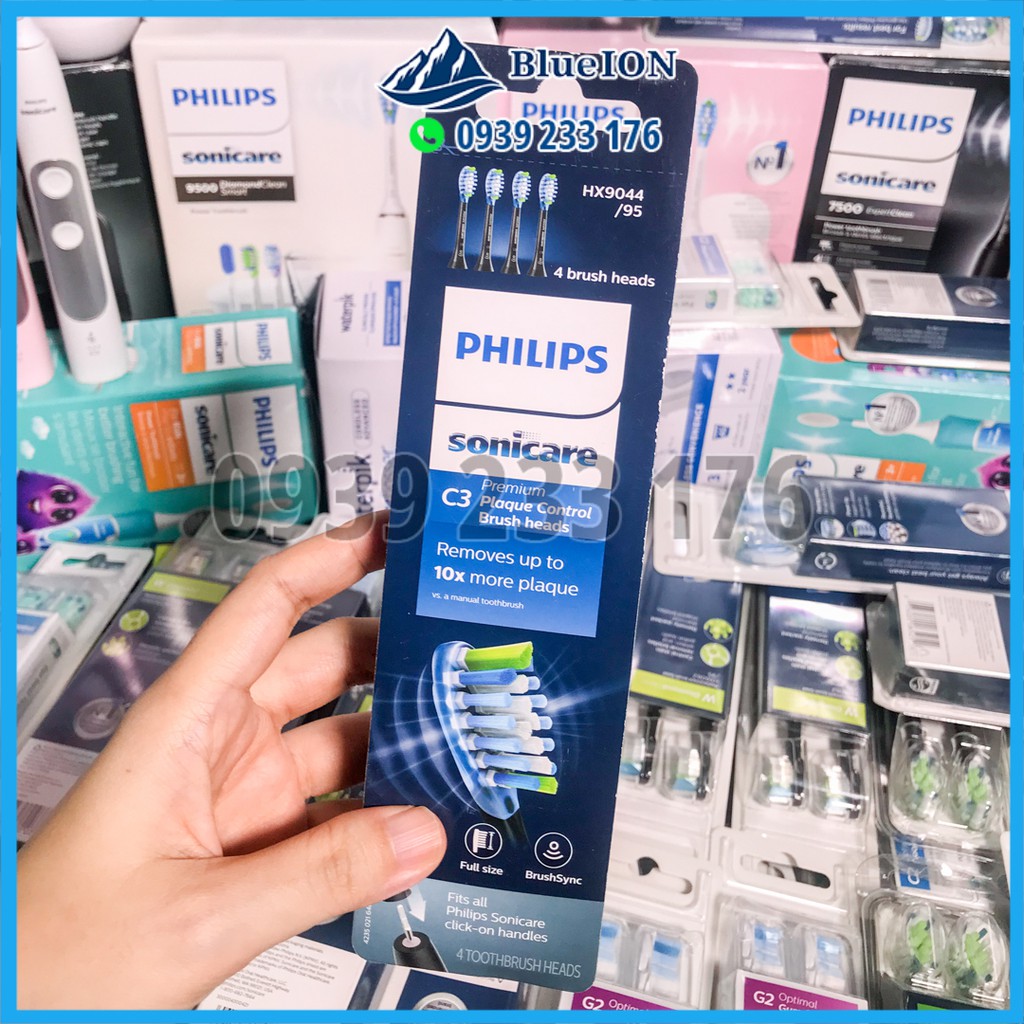 [Hàng Mỹ] Đầu bàn chải điện Philips Sonicare C3 PREMIUM Plaque Control (màu đen)