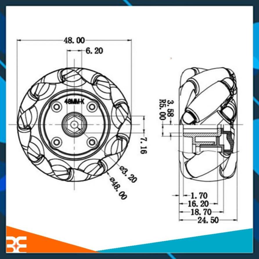 Hot Bánh Xe Mecanum Omni Xe Thông Minh 48mm