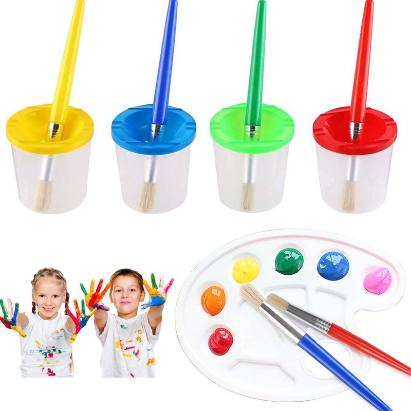 Set 9 Cốc Đựng Màu Nước Có Nắp Đậy Tiện Dụng Cho Bé Vẽ Tranh