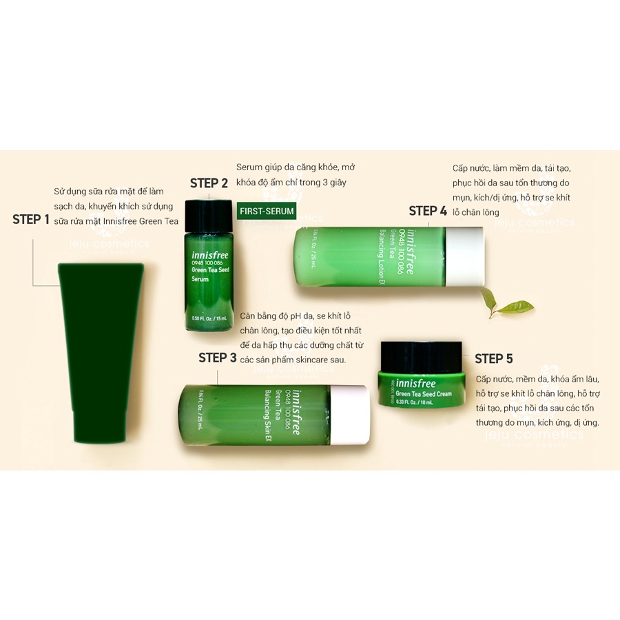 {Thanh Lý} Bộ Dưỡng Trà Xanh Mini Innisfree Greentea Special Kit Ex