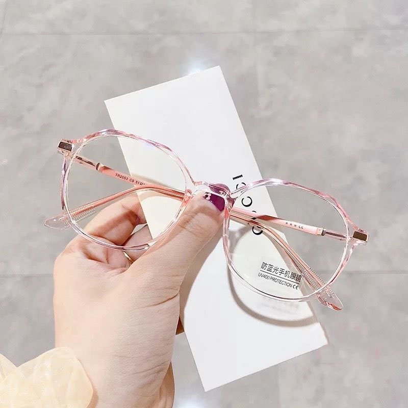 Mắt kính nữ giả cận không độ thời trang phong cách Hàn Quốc gọng kính cận mắt kính râm mát chống ánh sáng xanh 052