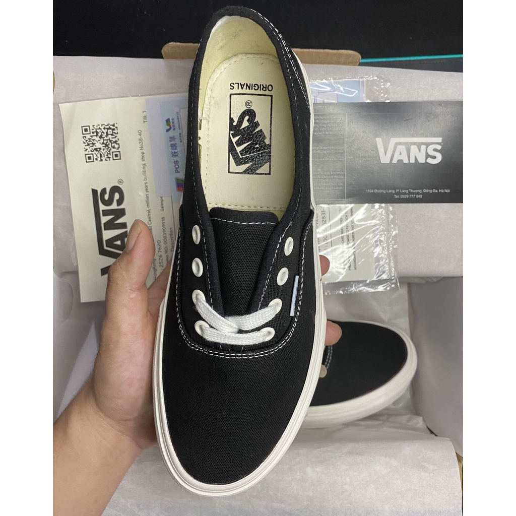 Giày Vans vault Authentic Đen trắng Giày Bản chuẩn Trung full box bill, thẻ bảo hành store GD sneaker