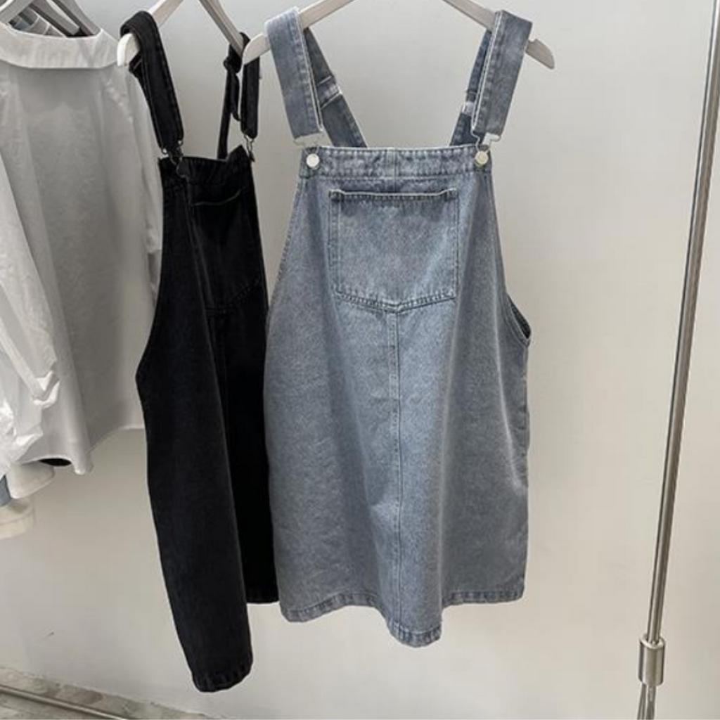 Váy Yếm Jean Nữ Hai Dây Dáng Ngắn Rộng Hottrend, Váy Jeans Ulzzang Cực Dễ Phối Đồ, Phong Cách Hàn Quốc, cute
