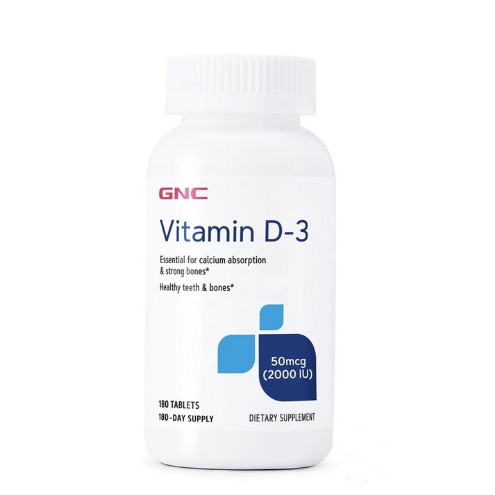 CHÍNH HÃNG] GNC Vitamin D3 2000IU - Bổ sung Vitamin D3 cho xương răng chắc khỏe, tăng cường hệ miễn dịch